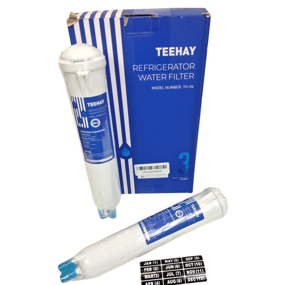 Teehay Refrigerator Water Filter Replacement TH-06 (2 Pack) New Sealed 300 Gal